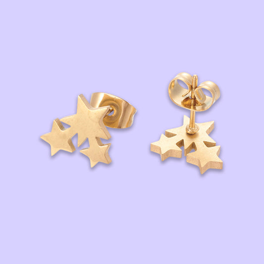 Golden Stars - Stud Earrings (E020)