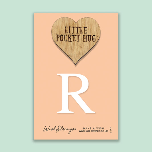 Letter R - Oak Pocket Hug Token | J243